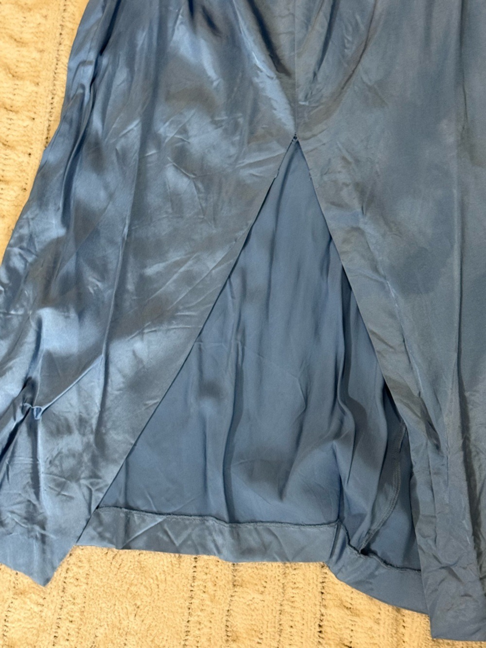 Zara Satin Effect Midi Dress Blue Plunge Wrap Halter Blogger Favorite XXL NWT - Picture 9 of 16